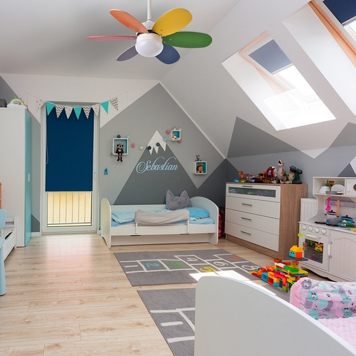 Abrila DC ALVES 85CM Pastel-Intenso - Ventilador de Techo Aspa Normal Reversible con Luz