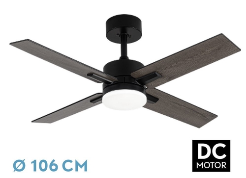 Abrila DC TALCO 106CM Negro-Gris - Ventilador de Techo Aspa Normal Reversible con Luz