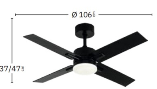 Abrila DC TALCO 106CM Negro-Gris - Ventilador de Techo Aspa Normal Reversible con Luz