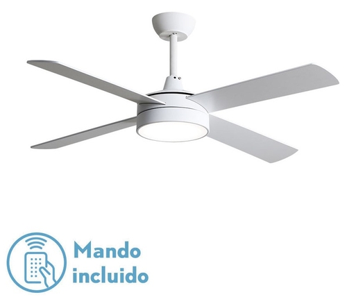 Abrila DC NEVERY 122CM Blanco-Haya - Ventilador de Techo Aspa Normal Reversible con Luz