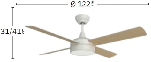 Abrila DC NEVERY 122CM Blanco-Haya - Ventilador de Techo Aspa Normal Reversible con Luz