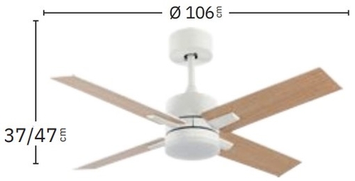 ABRILA TALCO Blanco/Blanco-Blanco/Haya - Ventilador de Techo Aspas Normales 20 W E