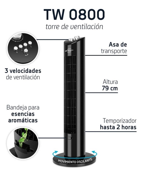 ORBEGOZO TW-0800 Negro - Ventilador de Torre 60W