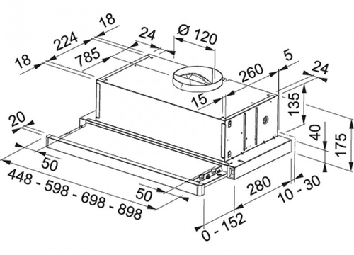 MEPAMSA SuperLine 45 Blanca  - Campana Extraíble 45cm