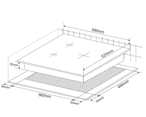 KROMSLINE KVR-3FR-B3 + KHI-300-D-S INOX- Negro - Conjunto Vitrocerámica Eléctrica + Horno + Microondas KMM-20-DX + Campana KC-CRAMER-7-GBK1