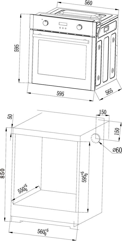 KROMSLINE KVR-3FR-B3 + KHI-300-D-S INOX- Negro - Conjunto Vitrocerámica Eléctrica + Horno + Microondas KMM-20-DX + Campana KC-CRAMER-7-GBK1