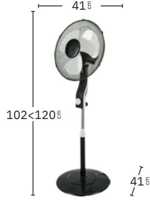Abrila MÁGICO Negro-Gris - Ventilador de Pie 45W