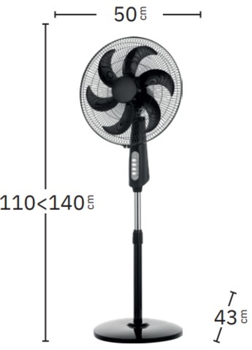 Abrila GRANIZO Negro - Ventilador de Pie 85W