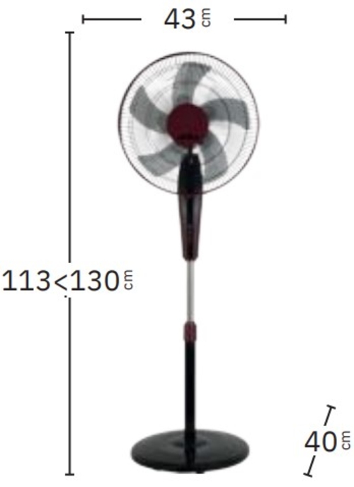 Abrila BORLON Negro-Burdeos - Ventilador de Pie 55W