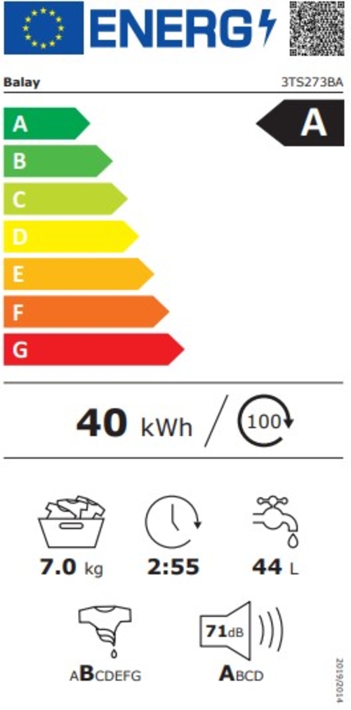 BALAY 3TS-273-BA Blanco - Lavadora Carga Frontal 7KG 1200RPM