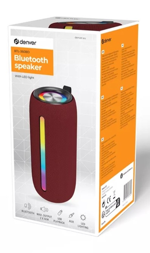 DENVER BTL-360BD Burdeos - Altavoz Portátil 50W