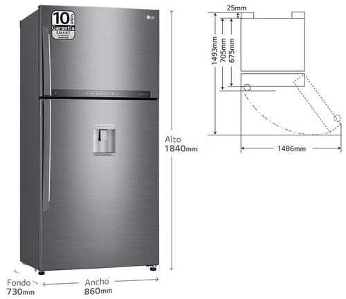LG GTF-916-PZPED INOX - Frigorífico Dos Puertas No Frost