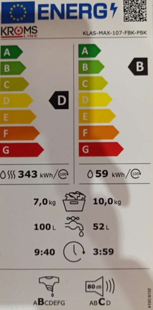 Lavadora Secadora KROMSLINE KLAS-MAX-107-FBK-PBK Blanco 10KG 7KG 1500RPM