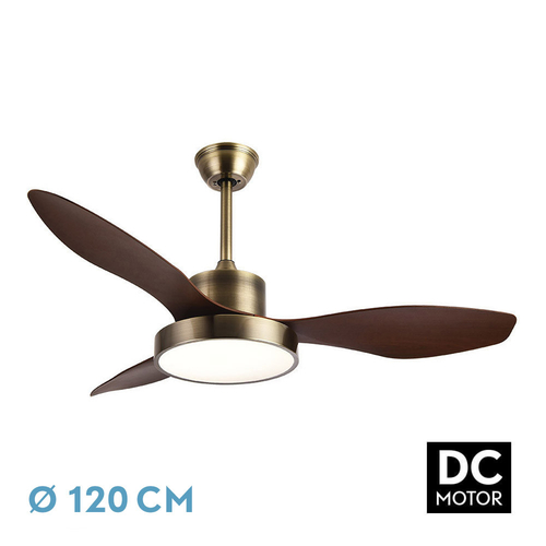 ABRILA Hayate Cuero / Roble - Ventilador de Techo Aspas Normales 48 W F