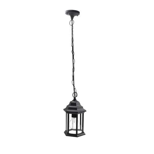 Abrila Pollux Negro - Colgante Exterior Clásico Aluminio / Cristal 44 IP