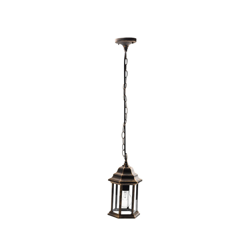 Abrila Pollux Negro / Oro - Colgante Exterior Clásico Aluminio / Cristal 44 IP