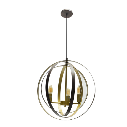 Abrila ENCAJE Marrón / Oro - Colgante Moderno 3xE14 46 cm