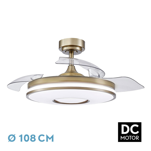 Abrila DANI Cuero - Ventilador de Techo Aspas Retráctiles 72 W F