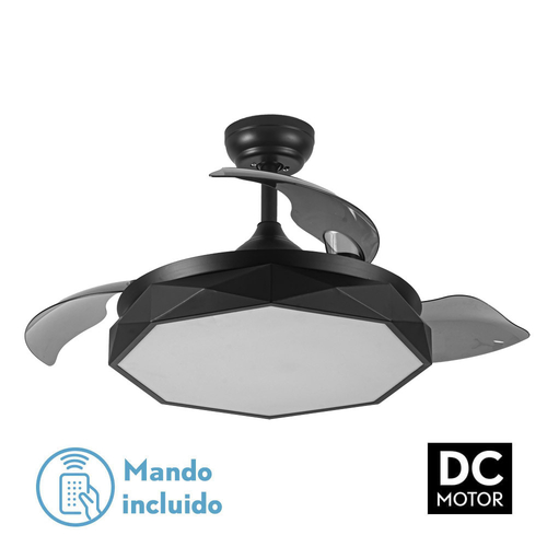 Abrila NASHI Negro - Ventilador de Techo Aspas Retráctiles 72 W F