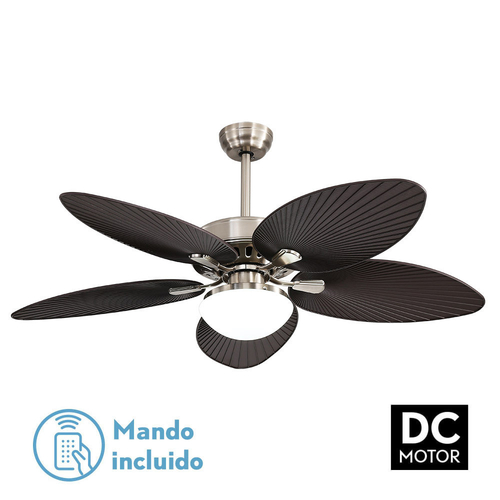 Abrila BORASCO Niquel/Marrón - Ventilador de Techo Aspas Normales 24 W con Luz F