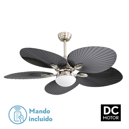 Abrila CHAW Niquel/Negro - Ventilador de Techo Aspas Normales 24 W con Luz F