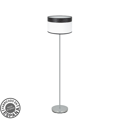 Abrila CLOE Cromo/Blanco-Madera Negra - Lámpara Pie Salón Moderno 1xE27