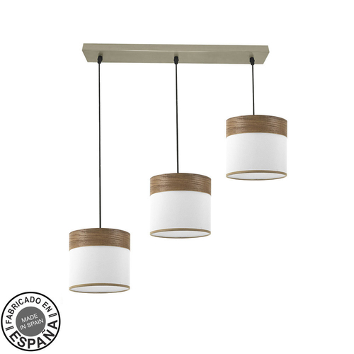 Abrila CLOE Cuero/Blanco-Madera Oscura - Lámpara Moderna 3xE27
