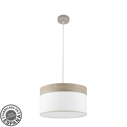 Abrila CLOE Níquel/Blanco-Madera Gris - Colgante Moderno 1xE27 40 cm