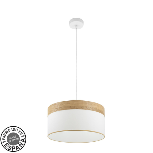 Abrila CLOE Blanco/Madera Clara - Colgante Moderno 1xE27 40 cm