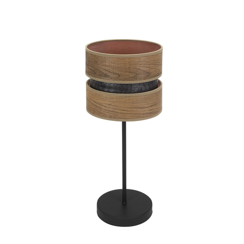 Abrila COLET Negro/Madera Oscura - Lámpara Sobremesa Moderno 1xE14 18 cm