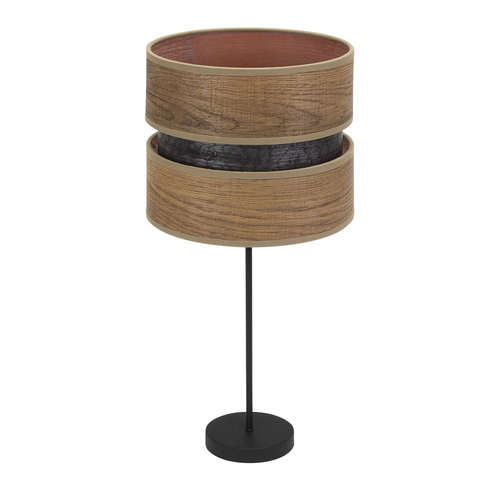 Abrila COLET Negro/Madera Oscura - Lámpara Sobremesa Moderno 1xE27 30 cm