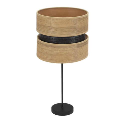 Abrila COLET Negro/Madera Clara - Lámpara Sobremesa Moderno 1xE27 30 cm