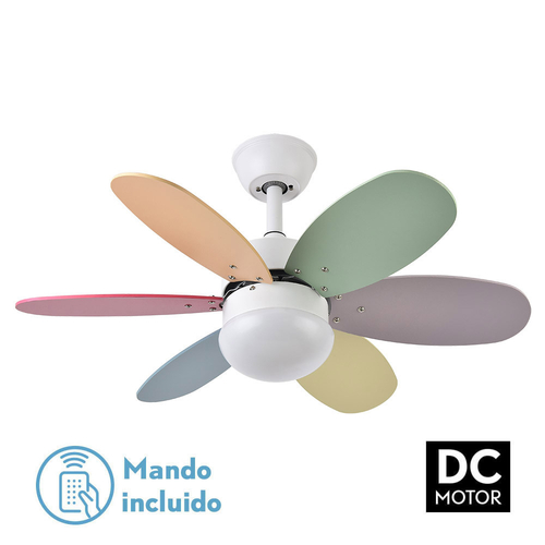 ABRILA ALVES Blanco/Pastel-Blanco/Intenso - Ventilador de Techo Aspas Normales 220-240 V