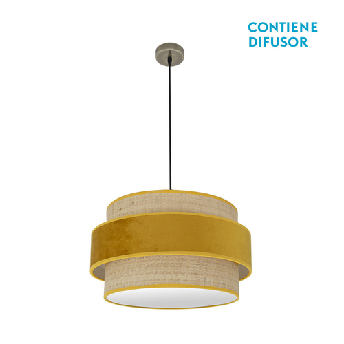 Abrila REYES Cuero/Natural-Yema - Colgante Moderno 2xE27 50 cm