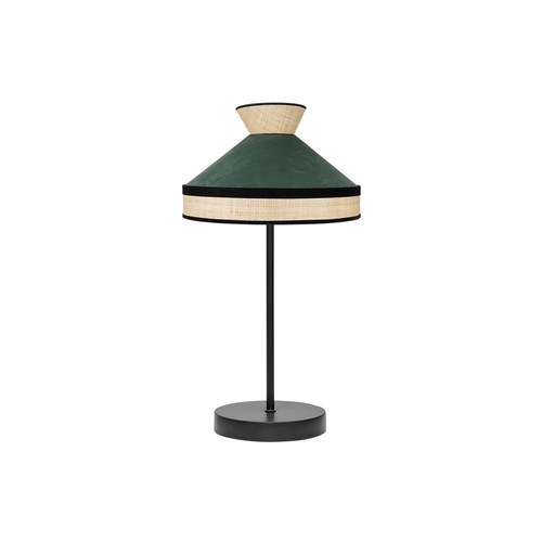 Abrila FABRIZIO Natural/Negro/Verde - Lámpara Sobremesa Moderno 1xE14 20 cm