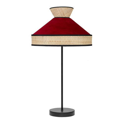 Abrila FABRIZIO Natural/Negro/Rojo - Lámpara Sobremesa Moderno 1xE27 30 cm