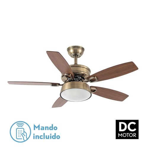 Abrila BRAW Cuero/Roble-Cuero/Nogal - Ventilador de Techo Aspas Normales 30 W F