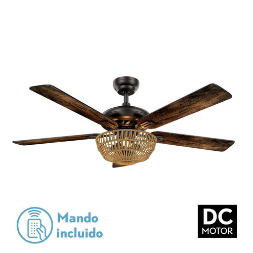 Abrila CESTA Negro/Nogal-Negro/Roble - Ventilador de Techo Aspas Normales 220-240 V