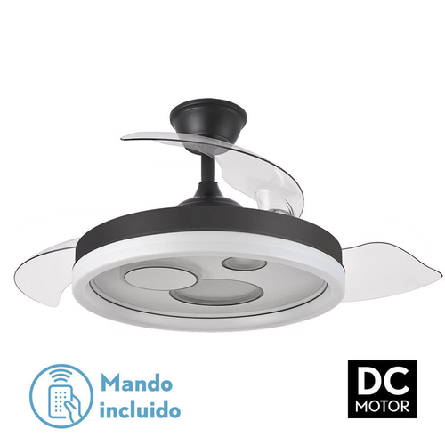 Abrila TURIA Negro/Blanco - Ventilador de Techo Aspas Retráctiles 72 W F