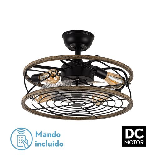 Abrila ARCADIA Negro / Marrón - Ventilador de Techo Plafón 220-240 V