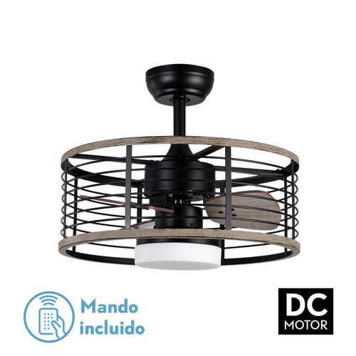 Abrila PELLA Negro/Madera - Ventilador de Techo Plafón 24 W F