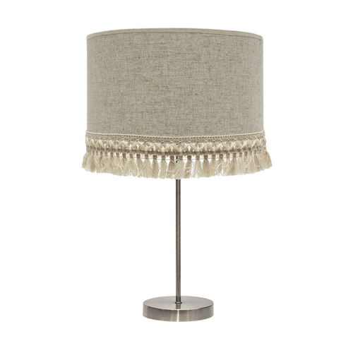 Abrila Vera Cuero / Beige - Lámpara Sobremesa Moderno 1xE27 30 cm