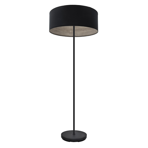 Abrila TANIA Negro/Madera Gris - Lámpara Pie Salón Moderno 1xE27 40 cm