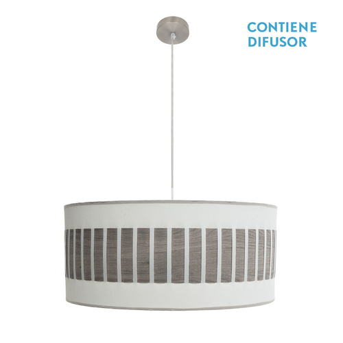 Abrila IVANNA Blanco/Madera Gris - Colgante Moderno 3xE27 60 cm