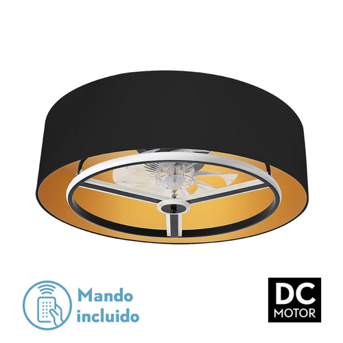 Abrila ANUSKA Negro / Oro - Ventilador de Techo Plafón 60 W