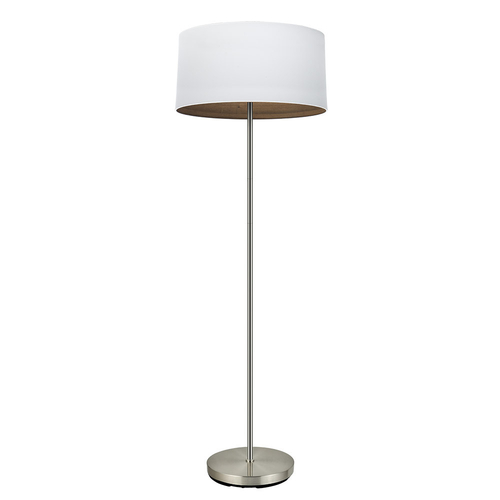 Abrila TATIANA Blanco/Madera Oscura - Lámpara Pie Salón Moderno 1xE27 40 cm