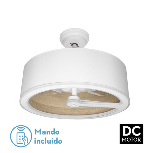 Abrila TATIANA Blanco/Madera Clara - Ventilador de Techo Plafón 110 W F