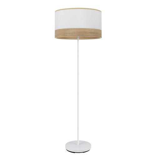 Abrila OLGA Blanco/Madera Clara - Lámpara Pie Salón Moderno 1xE27 40 cm