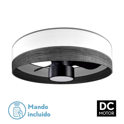 Abrila OLGA Blanco/Madera Negra - Ventilador de Techo Plafón 24 W F