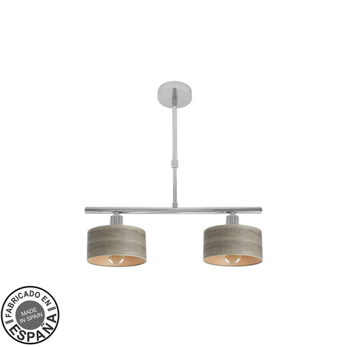 Abrila GILDA Cromo/Madera Gris - Lámpara Moderna 2xE14